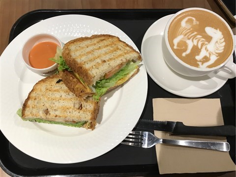 Ham  &  Cheese  With  Latte