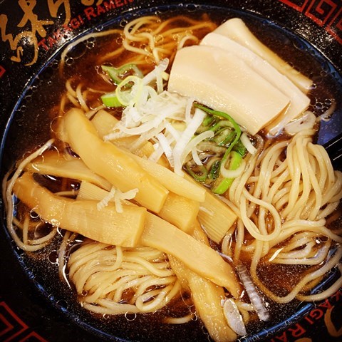 Chintan ramen broth made from pork essence gently extracted over 8hrs, infused with blended Japanese shoyu, served with 3 slices of mock abalone, Japanese leek & flavoured bamboo shoots.