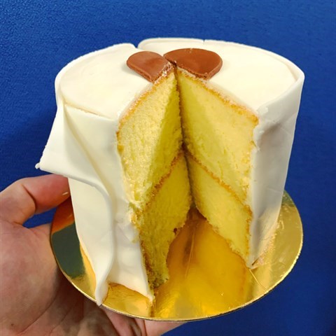 Honey marble cake with butter cream.