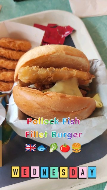 Pollock Fish Fillet Burger 🇬🇧🐟🥬🍅🍔