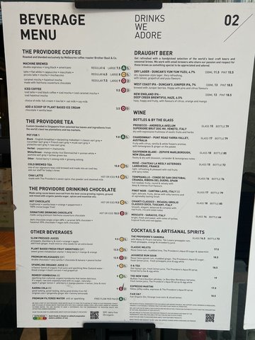 Beverage menu 