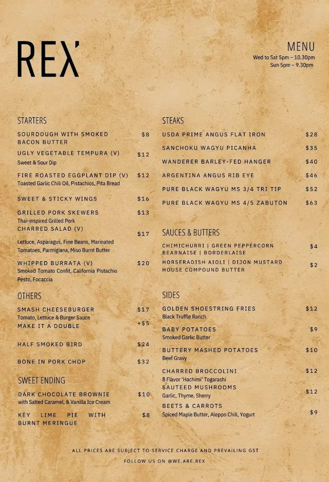 Rex Chicken Rice Menu REX Steakhouse and Bar - Western Variety Steaks and Grills Restaurant ...